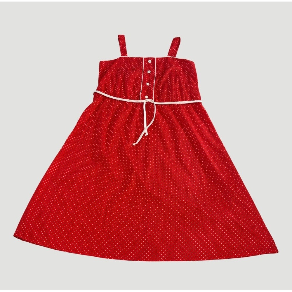 Vintage TMI Women's L/XL Sleeveless Dress Polka Dots Red White Preppy Sundress